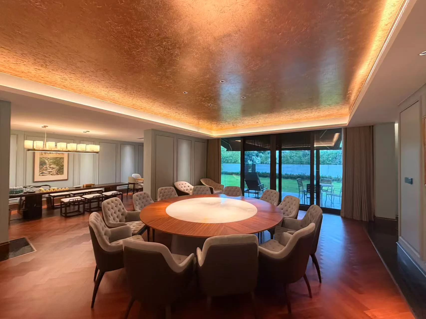 A private round table arranged for small-group conversation